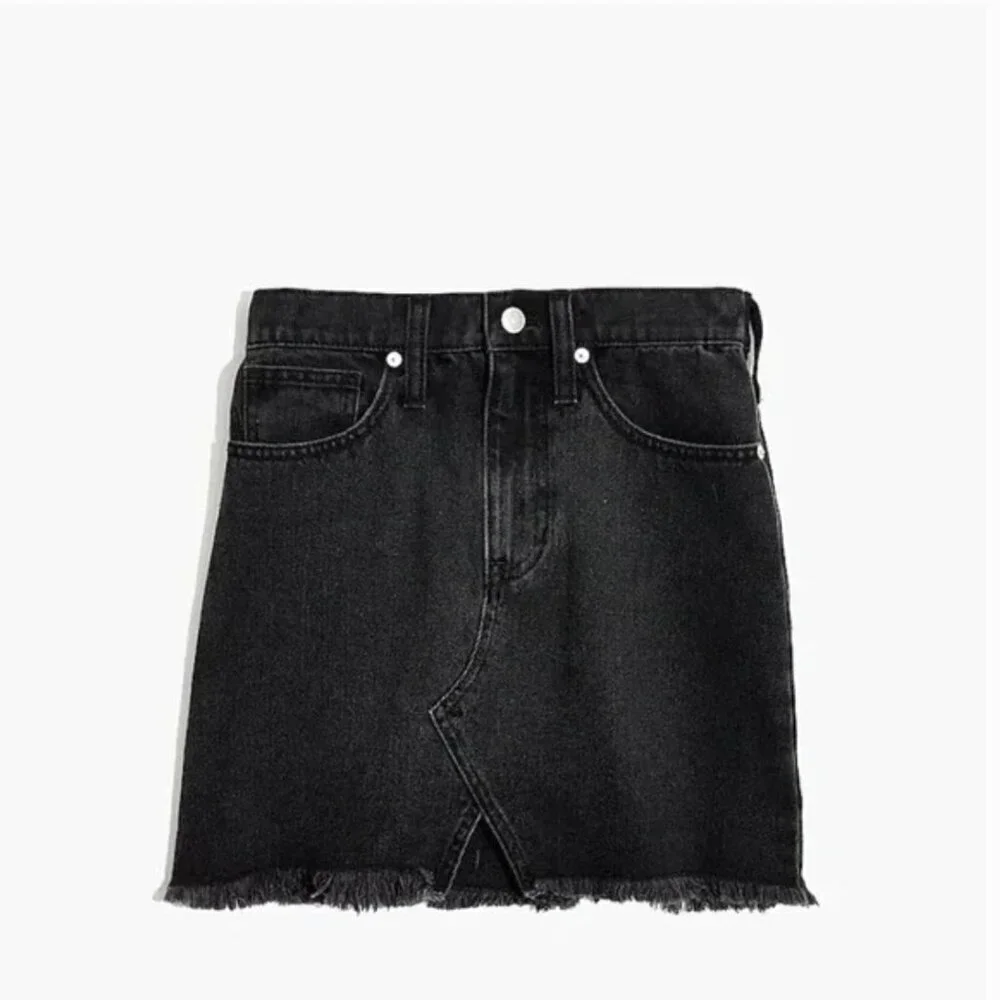 Madewell | Rigid Denim A-Line Mini Skirt in Lunar Wash Cutout Edition - Size 28